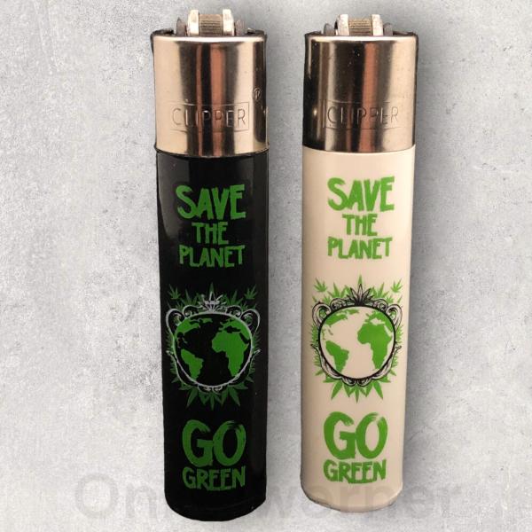 Save the Planet Go Green - 2er Set Clipper Feuerzeuge